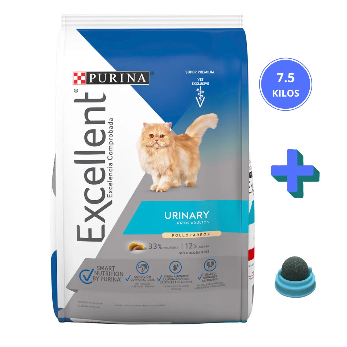 Alimento Excellent Gato Adulto Urinary 7.5 Kg + Regalo para Gato FridaPets